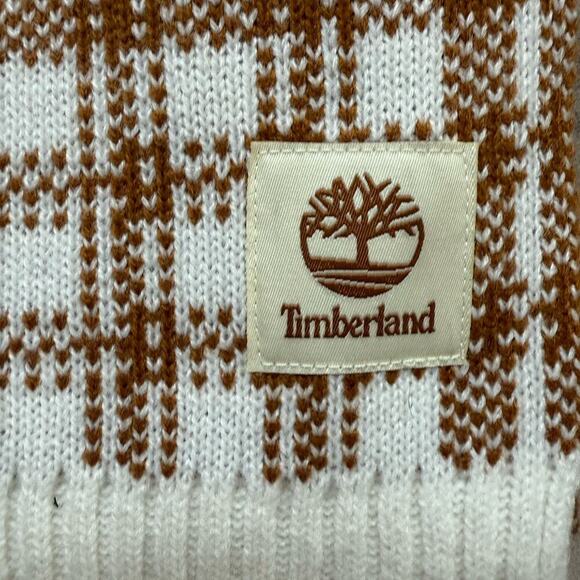 NWT Timberland Buffalo Plaid Rectangle Scarf Tan & White Streetwear Fall Outdoor - Picture 5 of 9